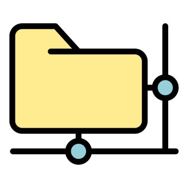 Ağ dizin erişim simgesi renk ana hatları vektörü