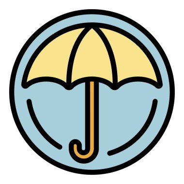 Şemsiye koruma simgesi renk ana hatları vektörü