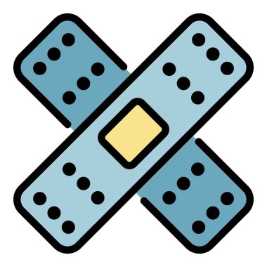 Çapraz alçı simgesi renk dış hat vektörü