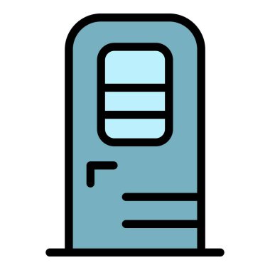 Gemi kapısı simgesi renk ana hatları vektörü