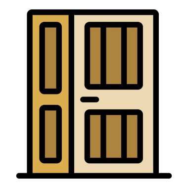 Kapalı ön kapı simgesi renk ana hatları vektörü