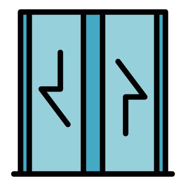 Ok simgesi renk çizgisi olan asansör kapıları