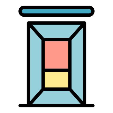 Küçük asansör simgesi renk ana hatları vektörü