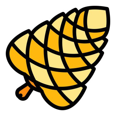 Çam kozalağı beyaz çam simgesi renk ana hatları vektörü