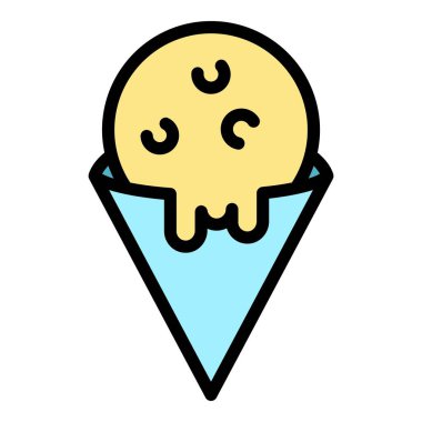 Dondurma koni simgesi renk ana hatları vektörü