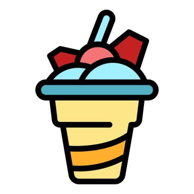 Milkshake simgesi renk ana hatları vektörü