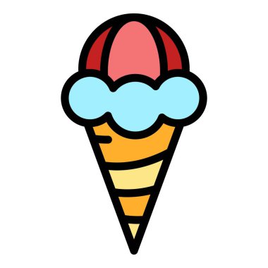 Dondurma koni simgesi renk ana hatları vektörü