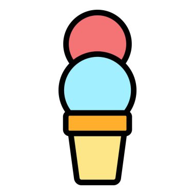 İki kepçe dondurma kabı simgesi renk ana hatları vektörü