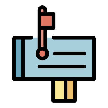 Ev posta kutusu simgesi renk ana hatları vektörü