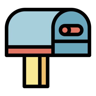 Klasik posta kutusu simgesi renk ana hatları vektörü