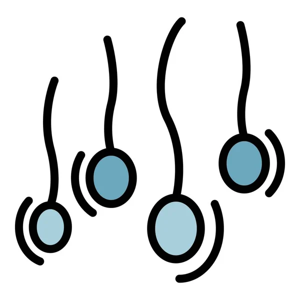 Homme spermatozoïde icône couleur contour vecteur — Image vectorielle