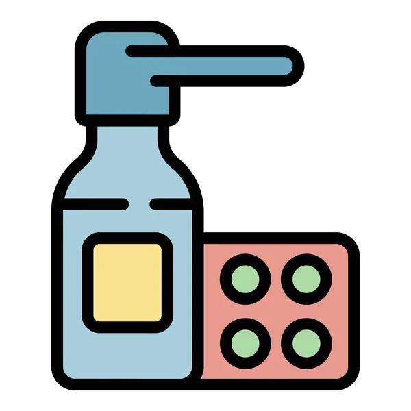 Sprühflasche Pille Symbol Farbe Umrissvektor — Stockvektor