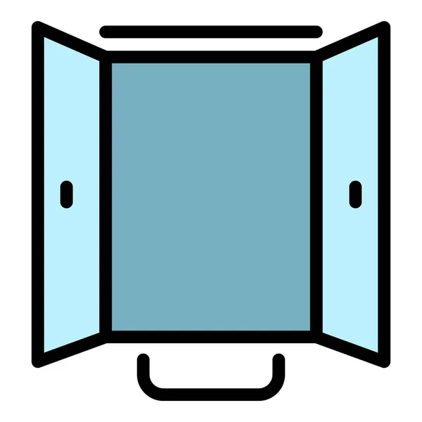 Abrir doble puerta icono color contorno vector — Archivo Imágenes Vectoriales