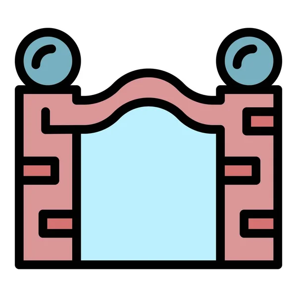 Ladrillo arco puertas icono color contorno vector — Archivo Imágenes Vectoriales