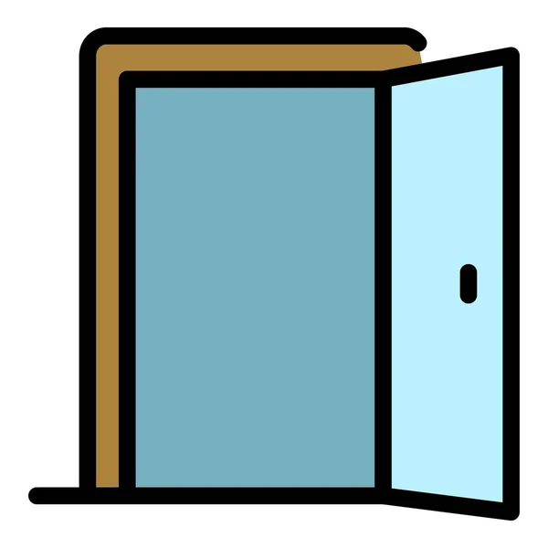 Άνοιγμα εικονίδιο πόρτας δωματίου διάνυσμα περίγραμμα χρώματος — Διανυσματικό Αρχείο