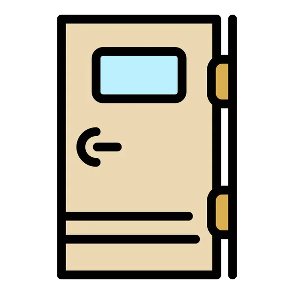 Puerta con ventana icono color contorno vector — Vector de stock