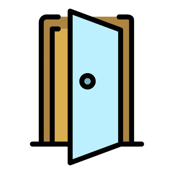 Puerta abierta del icono de la casa color contorno vector — Archivo Imágenes Vectoriales