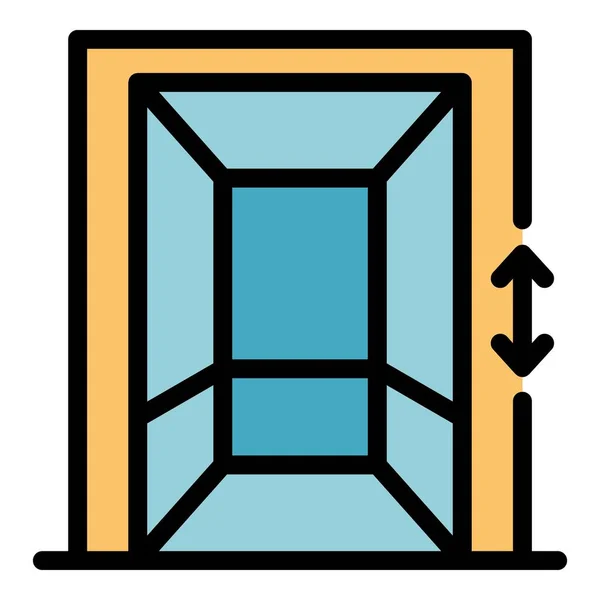 Kleine lift met pijlen pictogram kleur omtrek vector — Stockvector