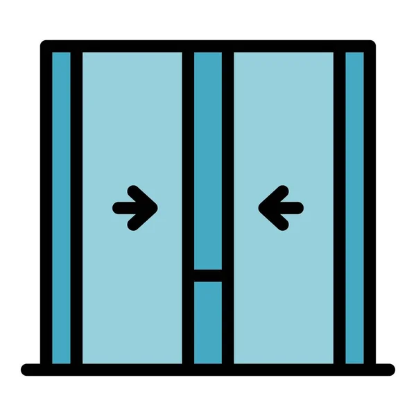 Fermeture des portes de l'ascenseur icône couleur contour vecteur — Image vectorielle