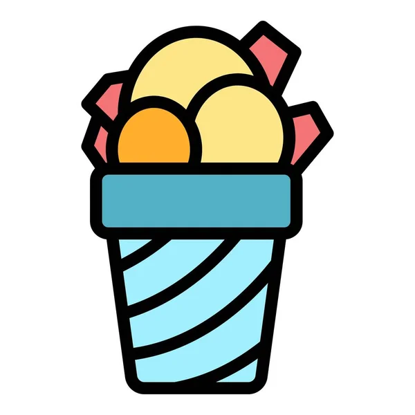 Huge glass of ice cream icon color outline vector — Stock Vector