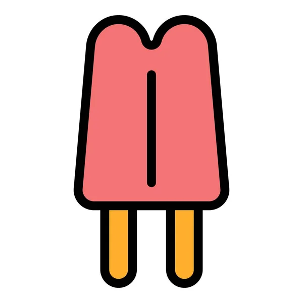 Double icône de crème glacée bâton couleur contour vecteur — Image vectorielle