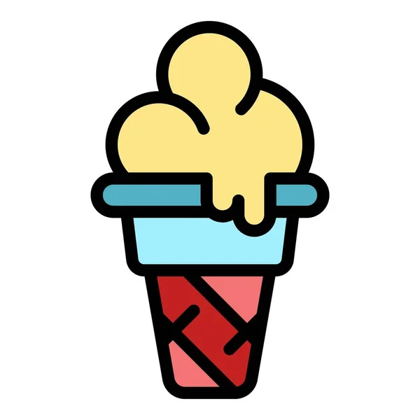 Helado descongelado icono color contorno vector — Vector de stock