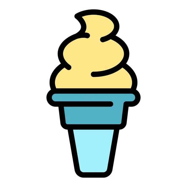 Ice cream in a conical cup icon color outline vector — Stock Vector