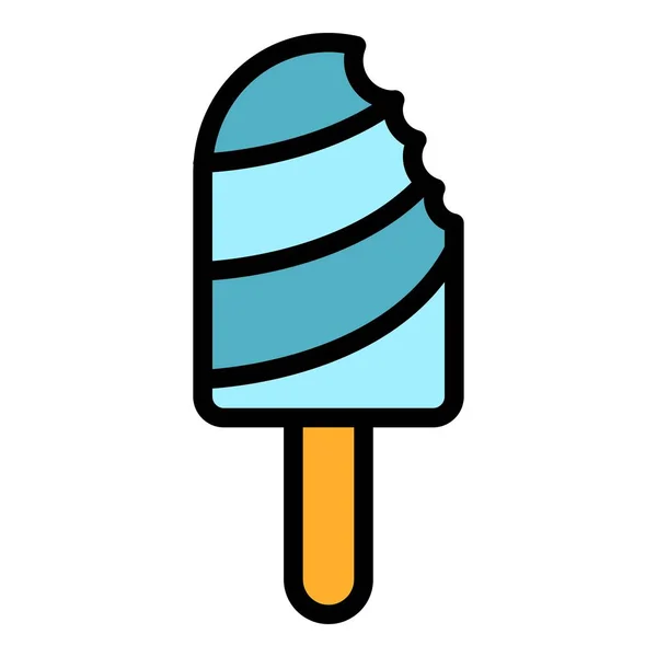 Kousnutá zmrzlina na barevném obrysovém vektoru tyčinky — Stockový vektor