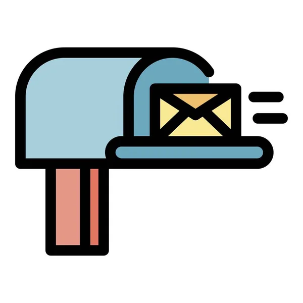 Brief in brievenbus pictogram kleur omtrek vector — Stockvector