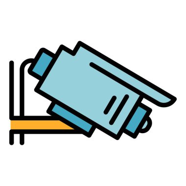 Güvenlik kamerası simgesi renk ana hatları vektörü