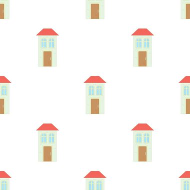 Kırmızı çatılı beyaz ev, kusursuz vektör.