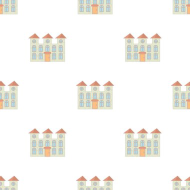 İki katlı, kemerli pencere desenli, dikişsiz bir ev.