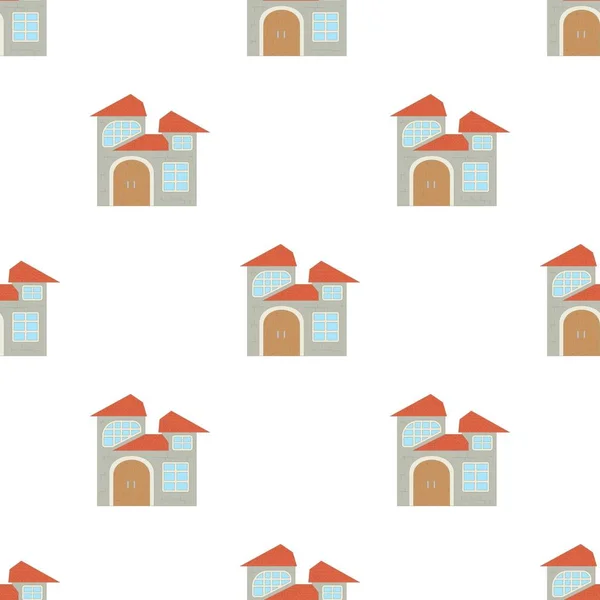 Zweistöckiges Haus Muster nahtlosen Vektor — Stockvektor