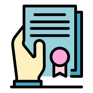 Adalet diploma simgesi renk ana hatları vektörü