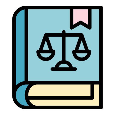 Adalet kitabı simgesi renk ana hatları vektörü