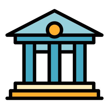 Adliye binası simgesi rengi ana hatları vektörü