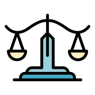 Koruma adaleti dengesi simgesi renk ana hatları vektörü