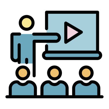 Video ders simgesi renk ana hatları vektörü