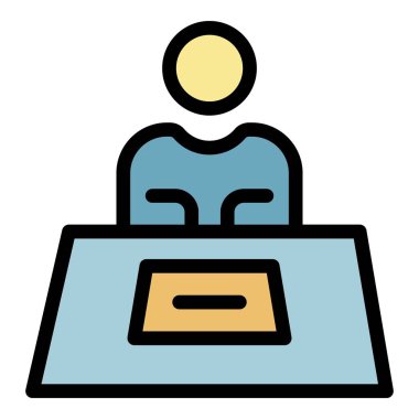 Hoparlör ders simgesi renk ana hatları vektörü