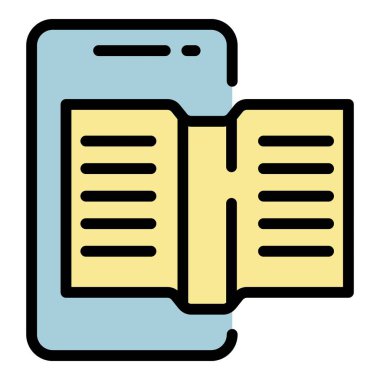 Akıllı telefon okuma simgesi renk ana hatları vektörü