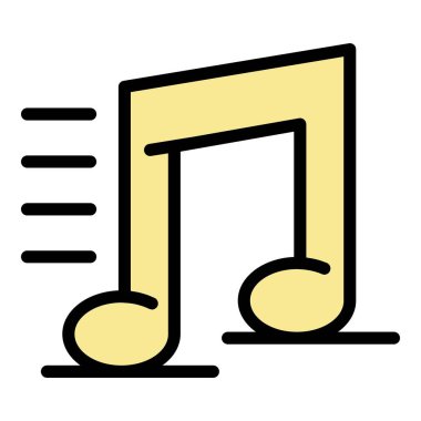 Müzik notası simgesi renk ana hatları vektörü