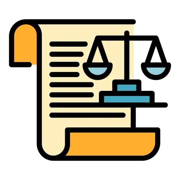 Justice balance papier icône couleur contour vecteur — Image vectorielle