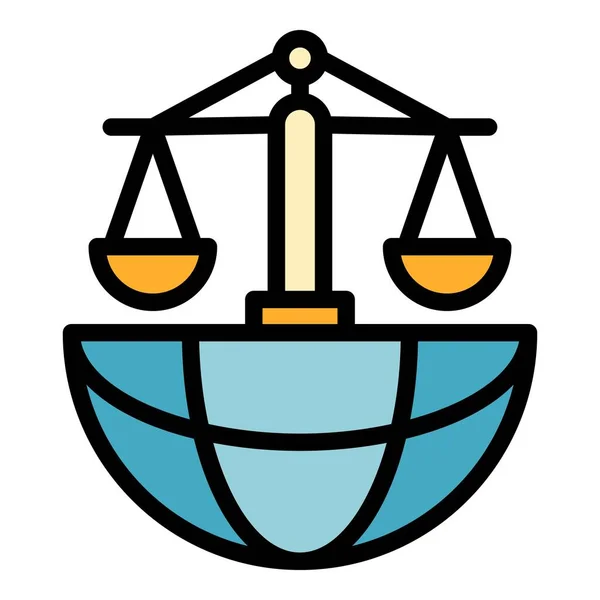 Icono de justicia global color contorno vector — Vector de stock