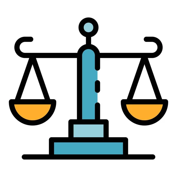 Δικαστήριο δικαιοσύνη ισορροπία εικονίδιο χρώμα περίγραμμα διάνυσμα — Διανυσματικό Αρχείο