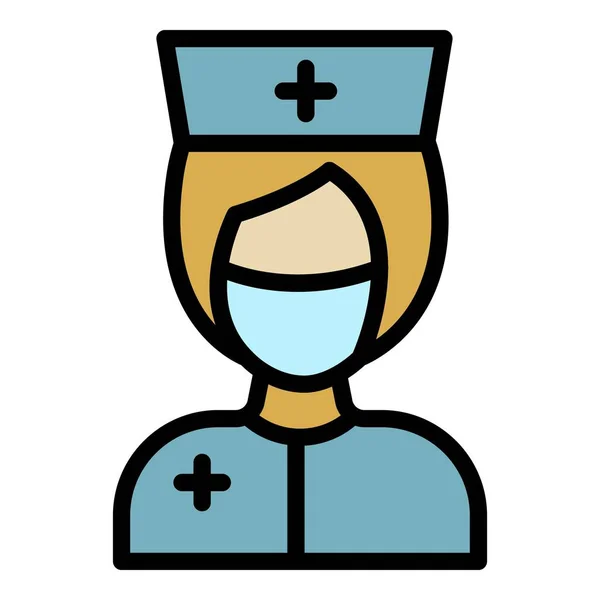 Krankenhaus Krankenschwester Symbol Farbe Umriss Vektor — Stockvektor
