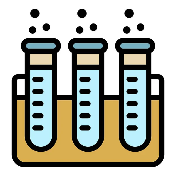 Test tübü stand simgesi renk ana hatları vektörü — Stok Vektör
