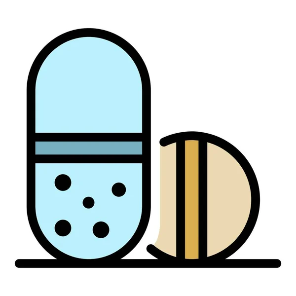 Lékařské pilulky ikona barva obrysu vektor — Stockový vektor