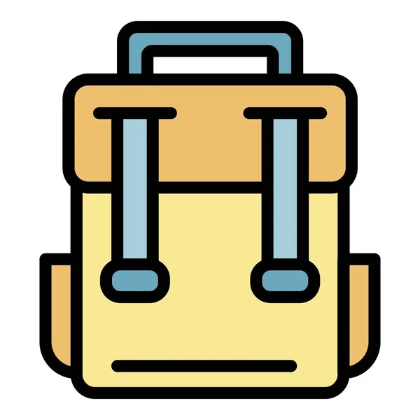 Escuela mochila icono color contorno vector — Vector de stock