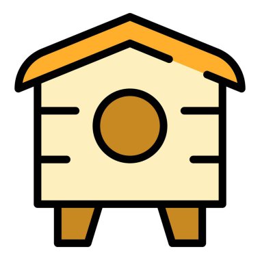Zemin kuş evi simgesi renk ana hatları vektörü