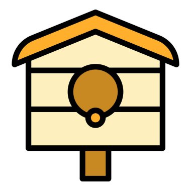 Arka bahçe kuş evi simgesi renk dış hat vektörü